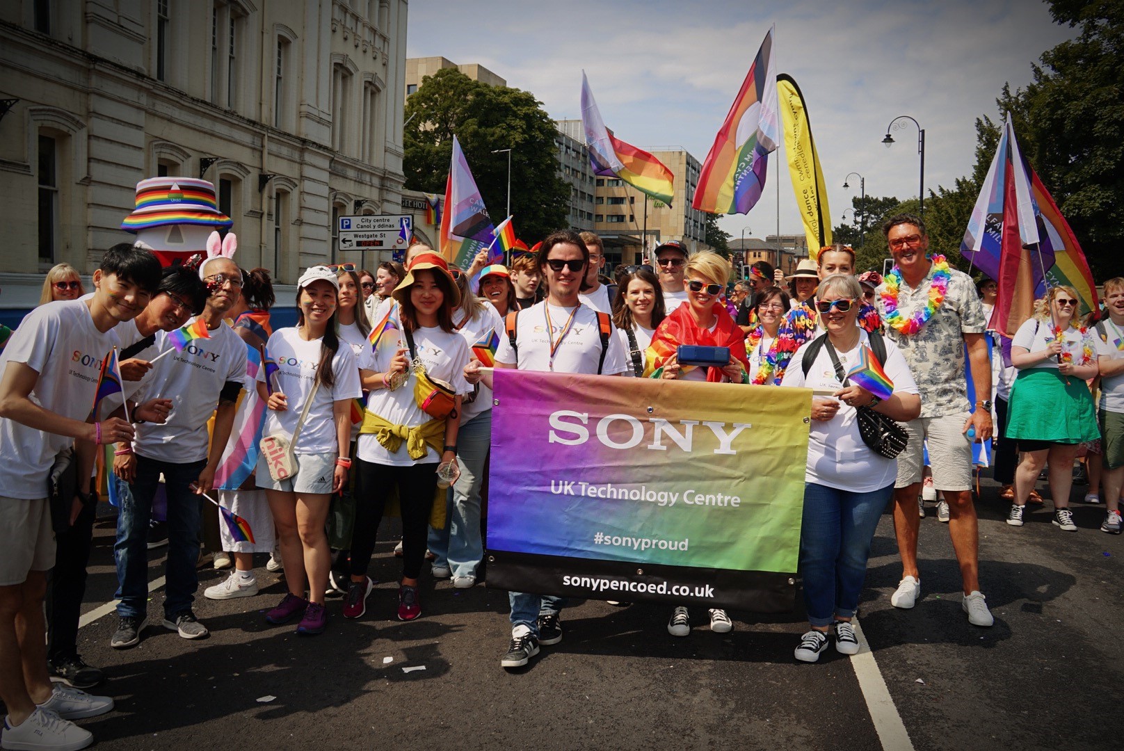Sony UK TEC Team Players participate in 2023's Cardiff Pride parade